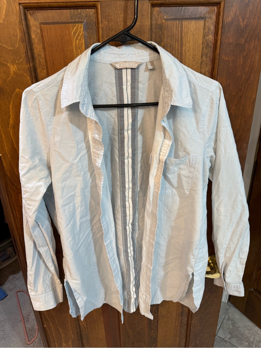 Athleta Light Blue Button-Up Shirt - Striped Detail